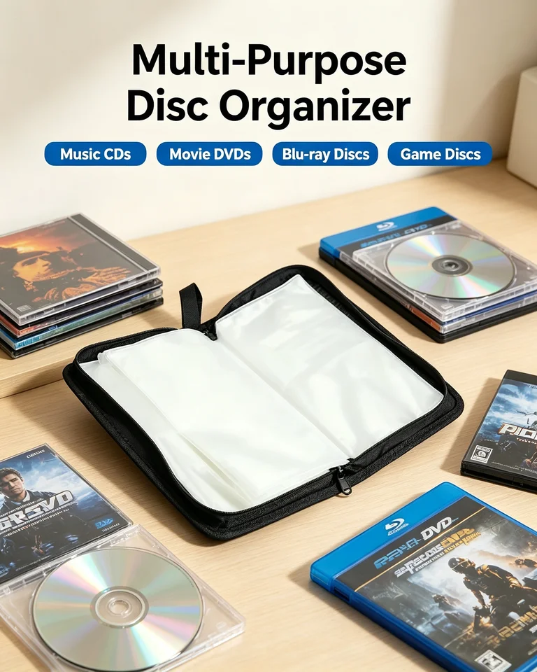 80 Discs PU Leather CD DVD Storage Wallet, Waterproof Dustproof