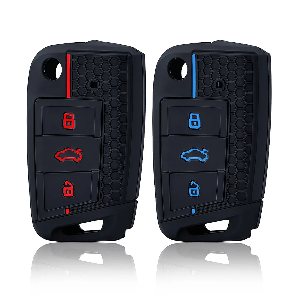 Silicone Car Key Fob Case Cover Shell for VW Golf 7 GTI Polo T-Cross T-Roc Touran Tiguan For Skoda Octavia Rapid Kodiaq Fabia