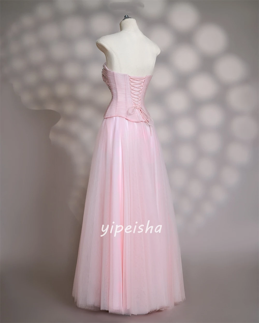 Индивидуальные высококачественные классические тюлевые стразы со складками трапециевидной формы, длинные платья без бретелек, платья для особых случаев на заказ, современный стиль, сексуальные