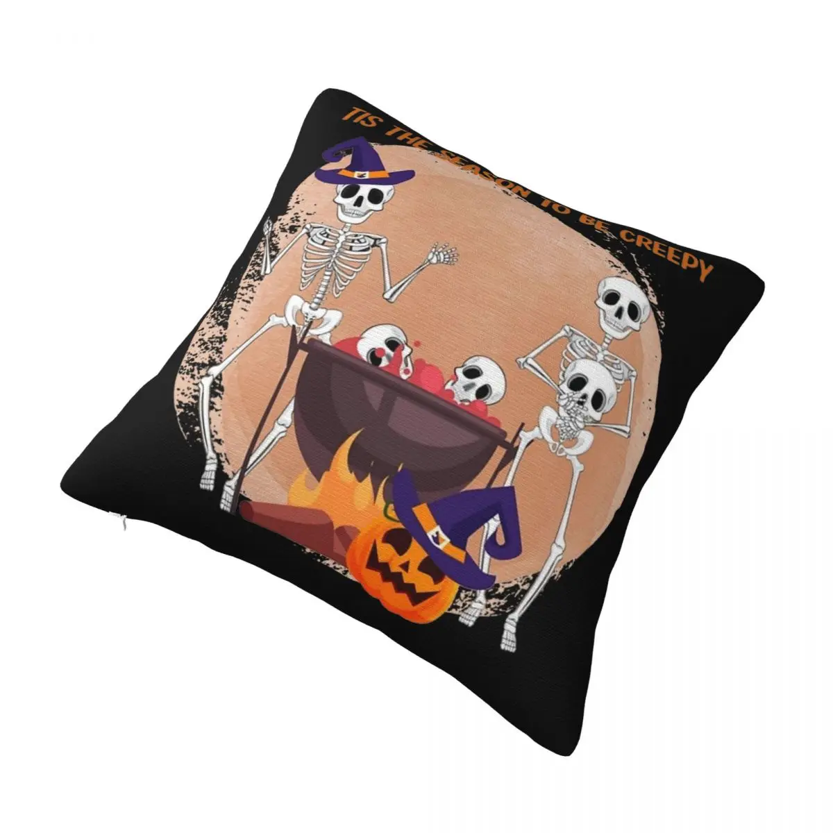 Tis The Season To Be Creepy Skeleton Pillow Covers Accessories Soft Fabric Decor Funny Halloween Skull PillowCase Multi Size