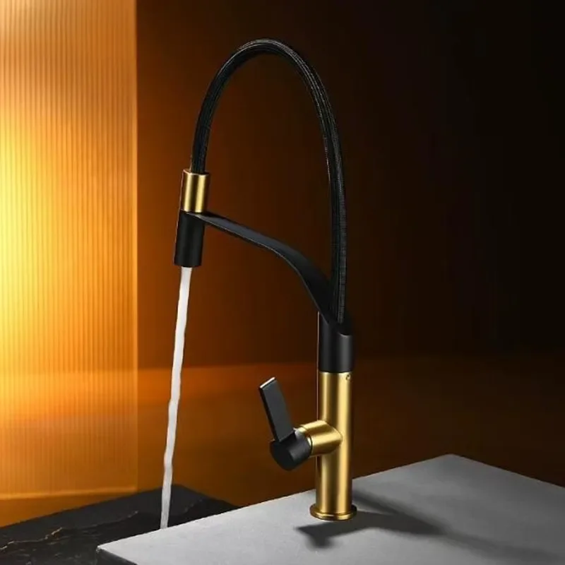 European Retro All Copper Kitchen Faucet Magnetic Universal Pumping Sink Tap