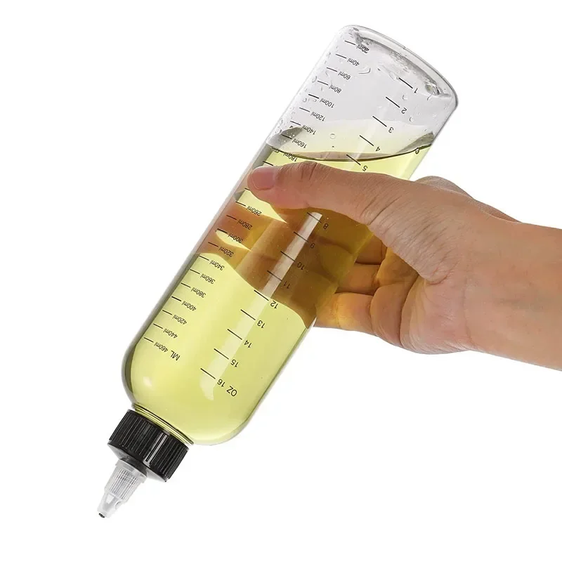 Flcopropriété compte-gouttes en plastique l'horloge transparent avec échelle et capuchon torsadé, récipient pour huile, encre pigmentée de tatouage, 30ml-500ml, 10 pièces