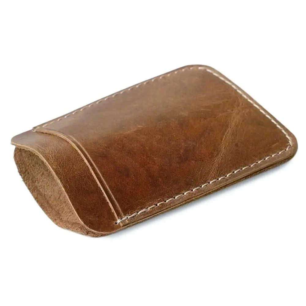 

Fashion Leather Genuine Leather Money Clip Thin Metal Cash Clamp Mini Wallet Slim Bills Men Credit Card Slot Man