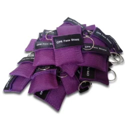 12pcs Outdoor Portable CPR Key Chain Emergency CPR Face Shields for First Aid or AED Training Dark purple