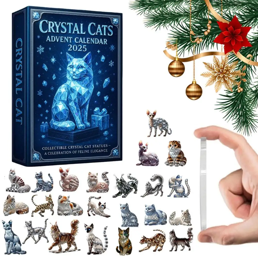 ปฏิทินกล่องสุ่มลายคริสต์มาส 2025 อะคริลิค 2 มิติ ของตกแต่งคริสต์มาส จี้แมว พวงกุญแจ ต้นคริสต์มาส กระเป๋าเพชร ของขวัญเทศกาล D9P5