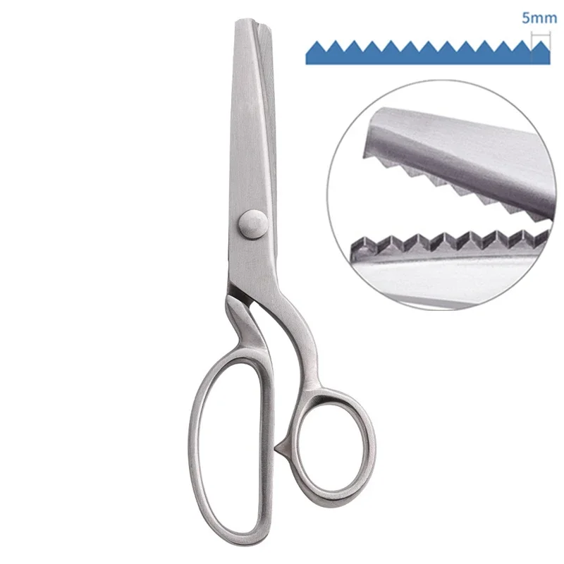 Professional Stainless Steel Chisel Pinking Shears Scissors Sewing Zigzag Tailor Leather Stationery Fabric Cutter Paper Zig Zag