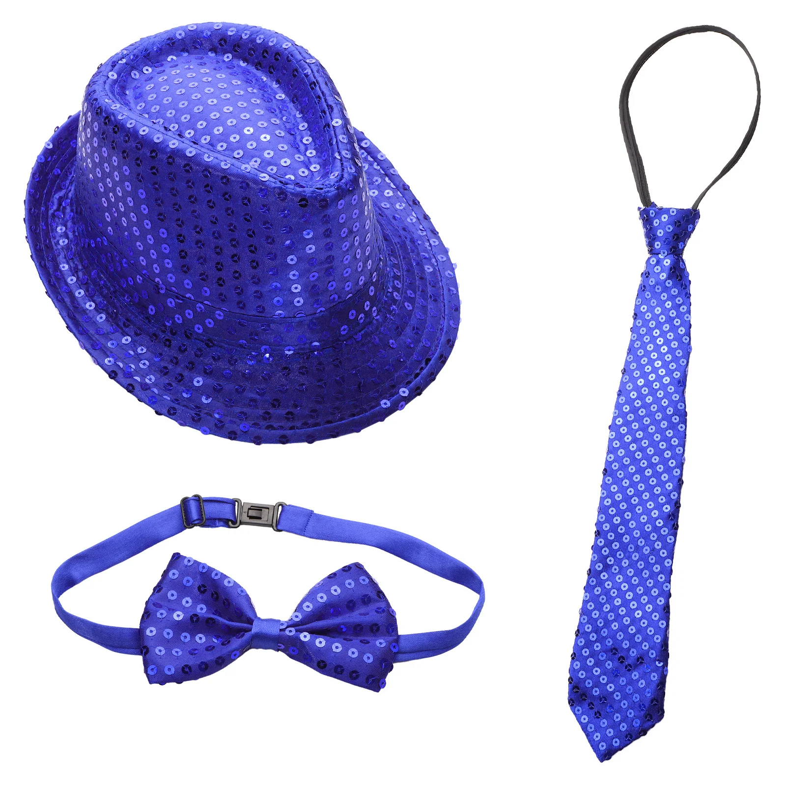 Children Kids Jazz Show Stage Shiny Sequin Suit Accessory Dancing Hat Pretied Bowtie Necktie Performance Costumes Accessories