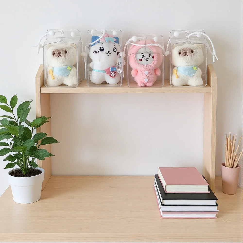 Protective Case For Small Doll Dust-proof Transparent Storage Bag Trendy Accessories Matching Double-hole Silicone Rope New In