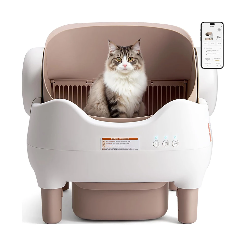 

Automatic Smart Cat Litter Box Self Cleaning Pet Toilet APP Control Open Top Cat Litter Box Extra Large Space for Multiple Cats