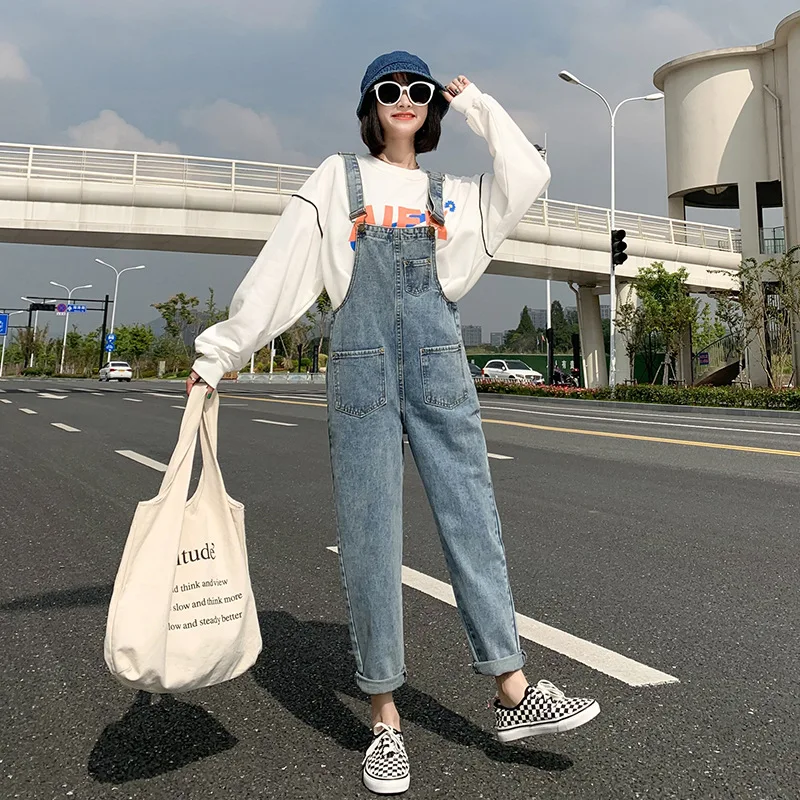 2024 Women's Denim Suspender Pants New Loose Autumn Slimming Dungarees