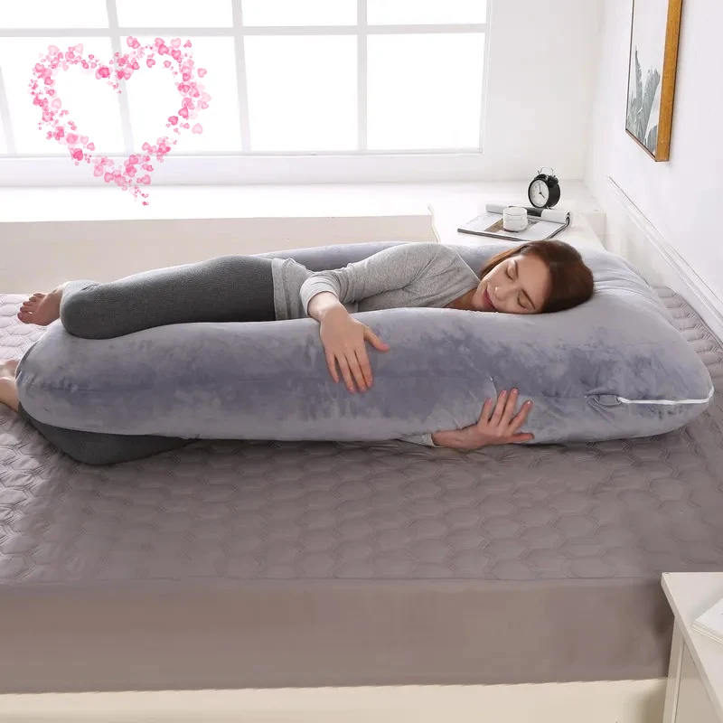 وسادة حمل، وسادة قابلة للفصل والغسل على شكل حرف U، وسادة رمي كبيرة، وسادة قطنية 120*70 سم