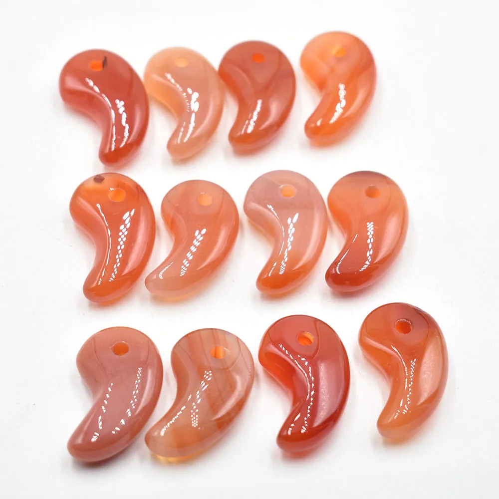 Wholesale 12pcs/lot 2022 New fashion natural stone red agates magatama charm pendants for jewelry marking free shipping