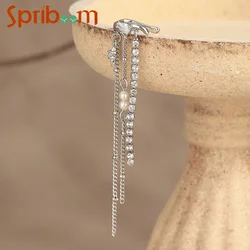 Tassel Zircon Ear Clip Without Piercing Earrings for Women Long Star Ear Bone Clip Fashion Personality Jewelry Party Accessories