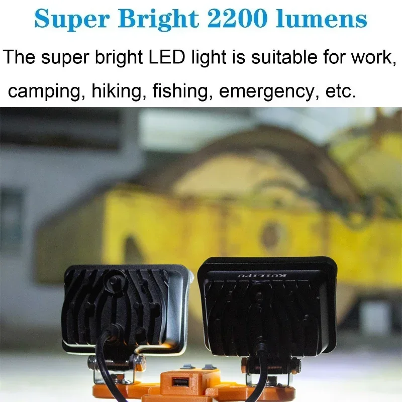 Portable Cordless Double-headed LED Work Light Suitable for Black&Decker 20v Li-ion Battery Family Camping Outdoor Travel Light