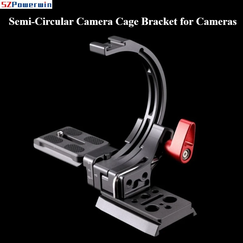 Powerwin Semi-Circular Camera Cage Bracket for DSLR/Mirrorless Cameras Can Switching Between Horizontal and Vertical Shooting