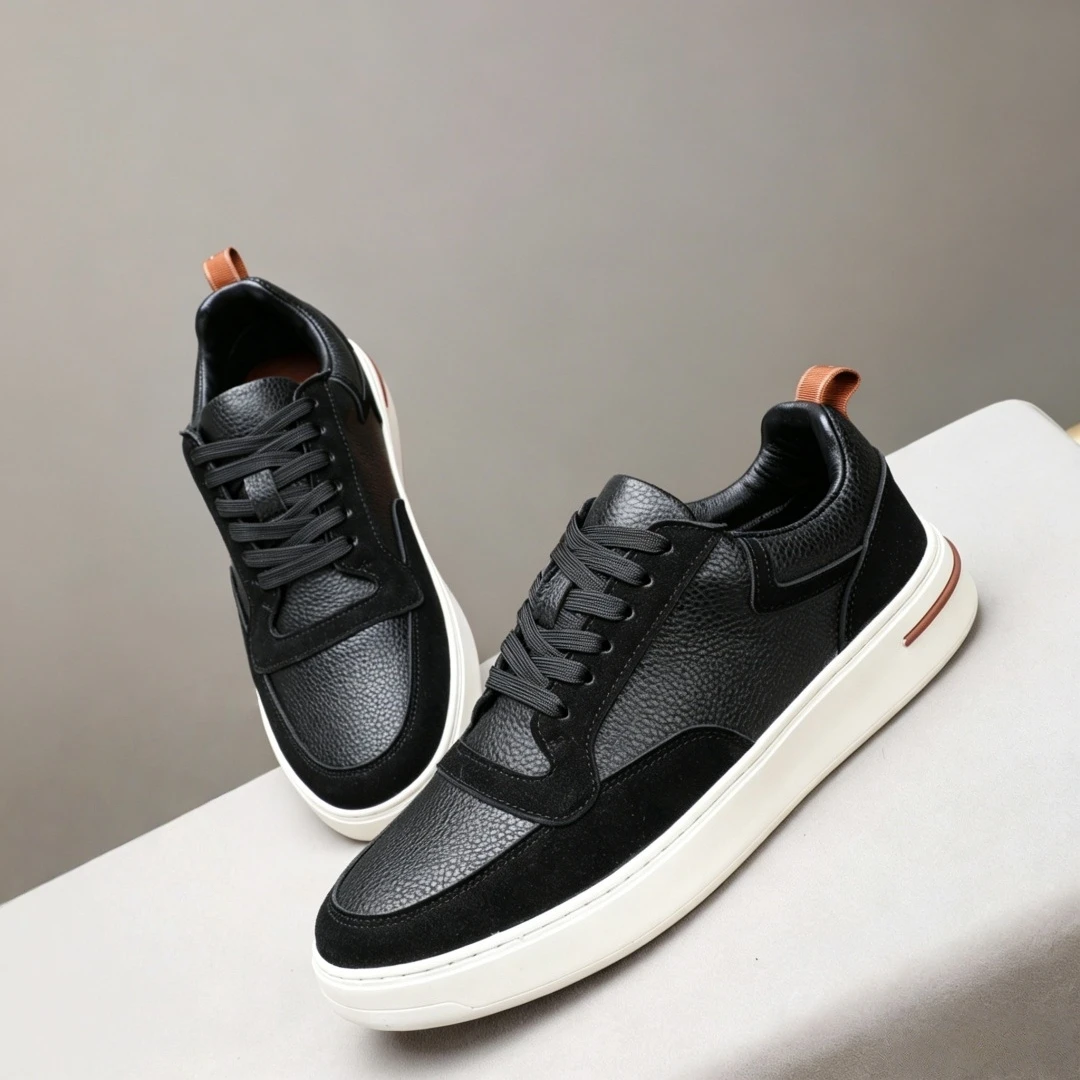 

Handmade Casual Sneakers Luxury Brand Men's Shoes Holiday Gifts Suede Leather Wish Wool Blend Knitted Fabric Sports Footwear