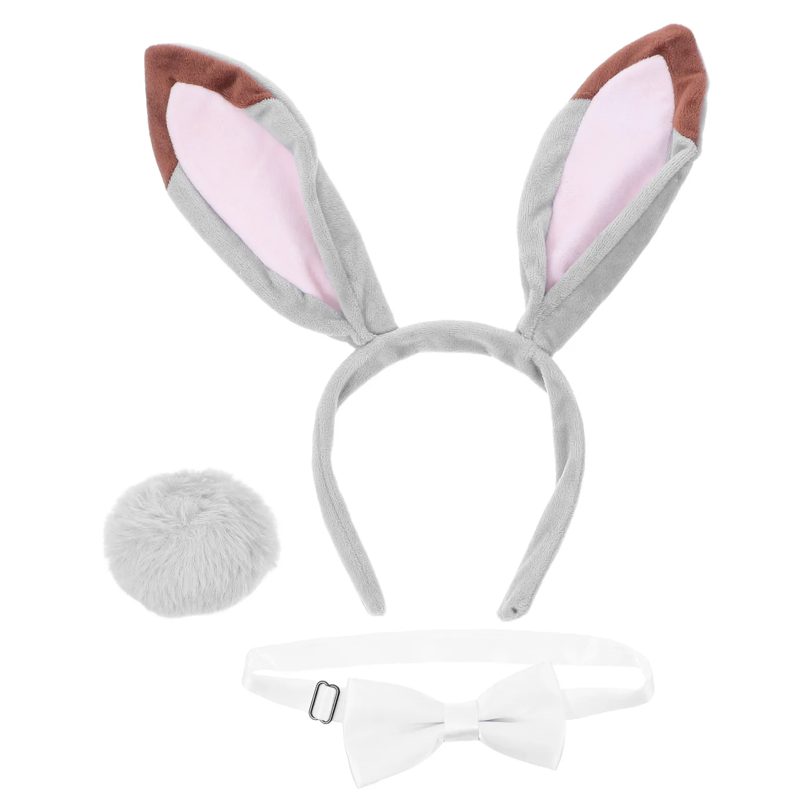 

Набор из 3 предметов: Серые повязки на голову с ушками кролика и хвостом для косплея, пасхальные аксессуары для волос