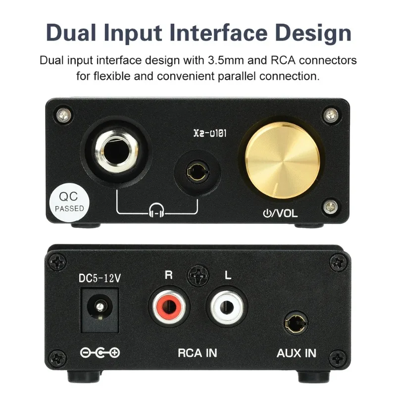 DC 5~12V Headphone Amplifier 250mW Three-Band Equalizer Sound Quality 3.5mm/RCA Parallel Connection Home Theater Amplifier