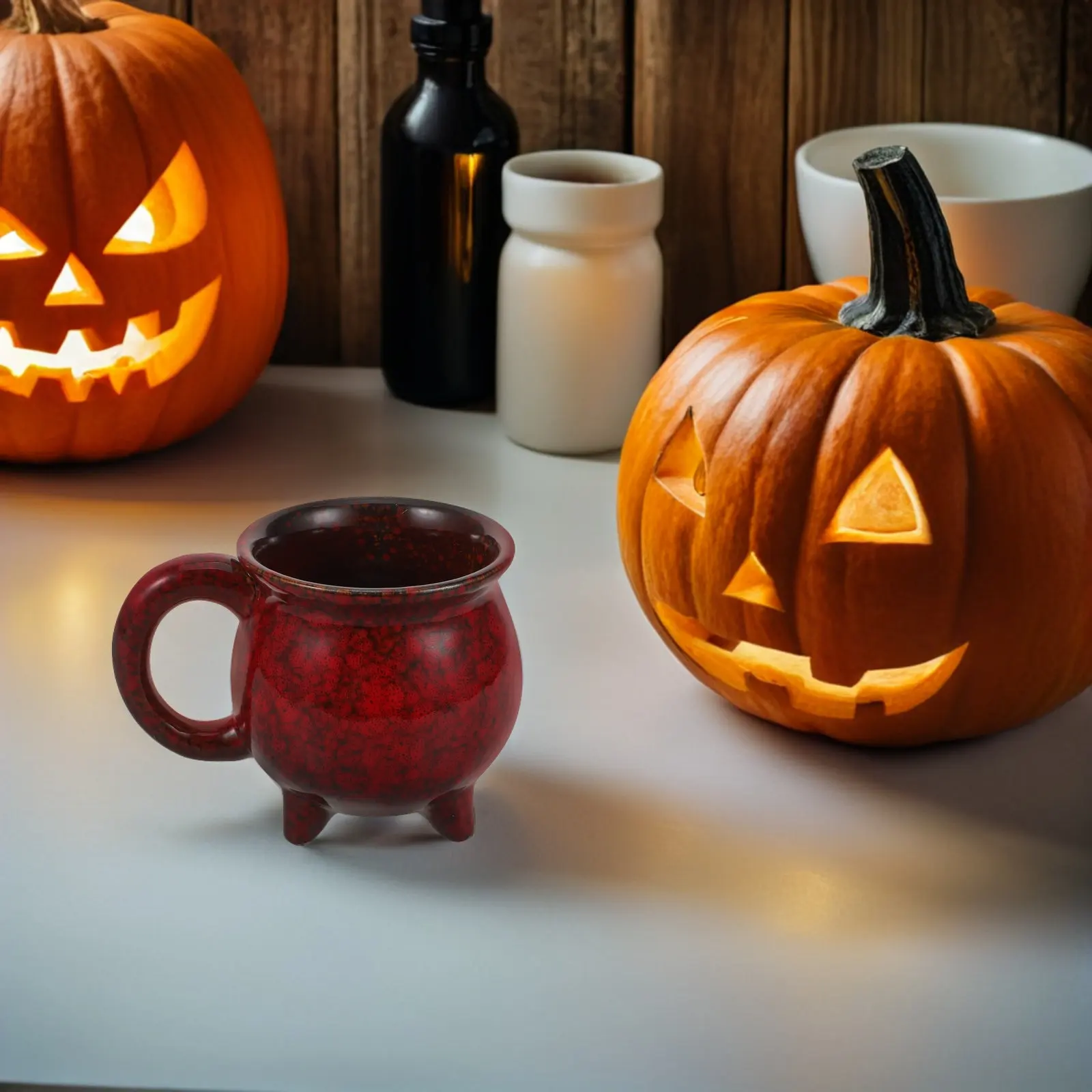 Halloween Witch Ceramic Coffee Mug 350Ml Cauldron Style Porcelain Cup Dishwasher Safe Hot Cold Beverage Unique Kitchenware