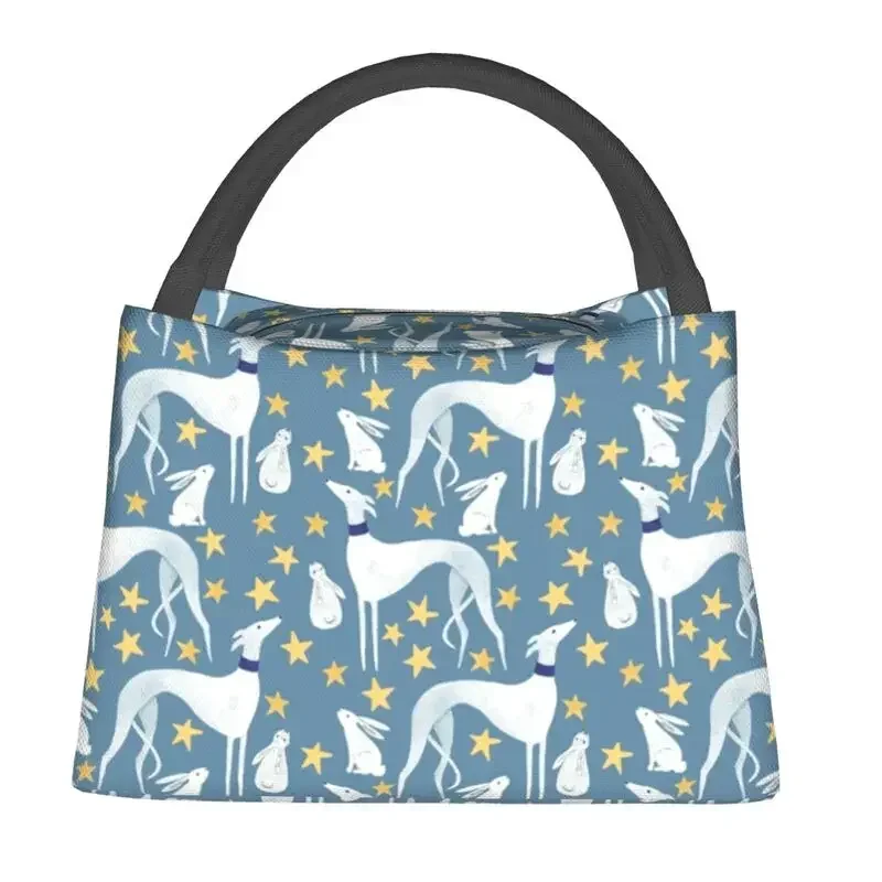 Galgo Hare And Stars Insulated Lunch Bag for School Office Greyhound Whippet Dog Leakproof Cooler Thermal Lunch Box Women