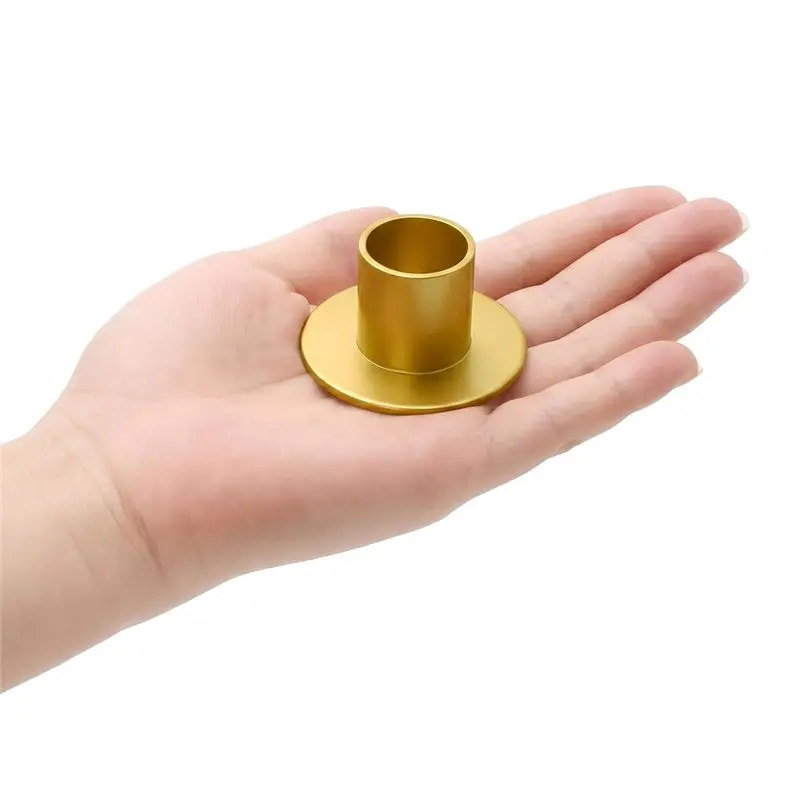 A27F-Candle Holders 12 Pc Taper, Table Centerpiece Candlestick, Matte Gold For Home Decor, Party, Wedding