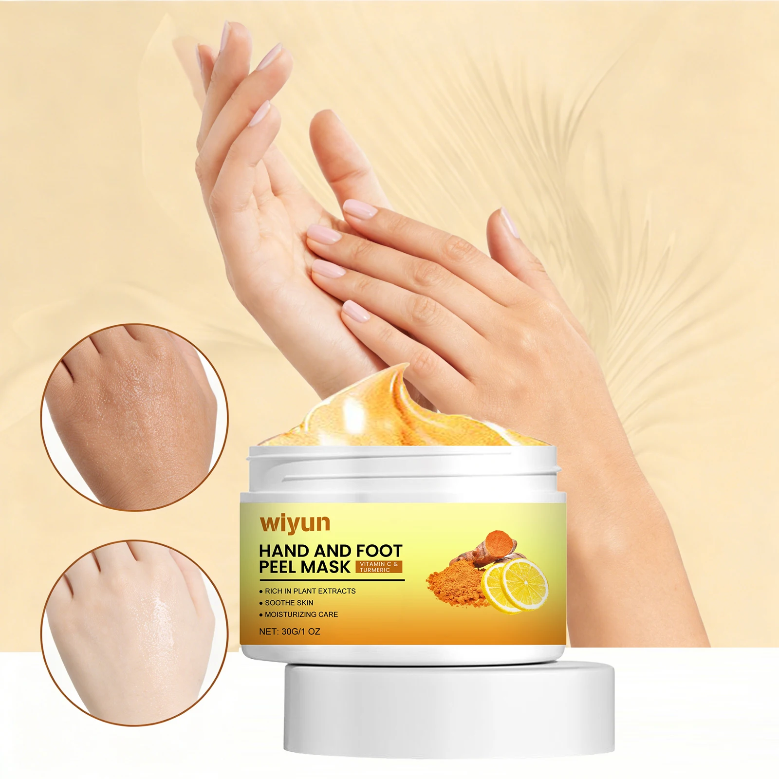 Vitamin C Turmeric Peel Mask for Hand and Foot Exfoliating Repair Dry Cracked Feet Heel Soothing Moisturizing Feet Mask Hand Spa