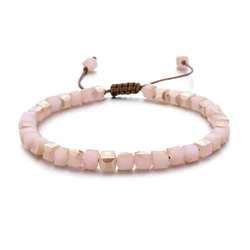 ZMZY Fashion Bohemian 4mm Pink Glass Beads Crystal Bracelet Vintage Charm Bracelets Women Ethnic Glass Stone Wedding Party Gift
