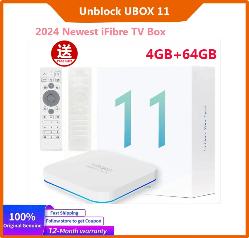 2024 New Arrival UBOX11 Android 12.0 TV Box Unblock Tech UBOX 11 Best Asia Smart tv box Voice Countrol 4G 64GB WIFI6 Set top box