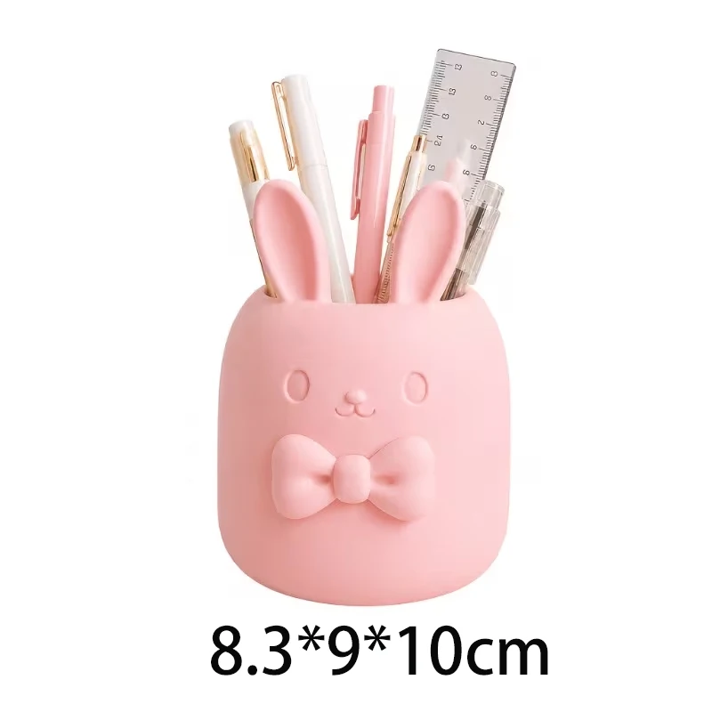 3D Printed Cute Rabbit Bow Tie Shaped Multi-Functional Makeup Brush Storage Box Creative Pen Holder Desktop Organizer