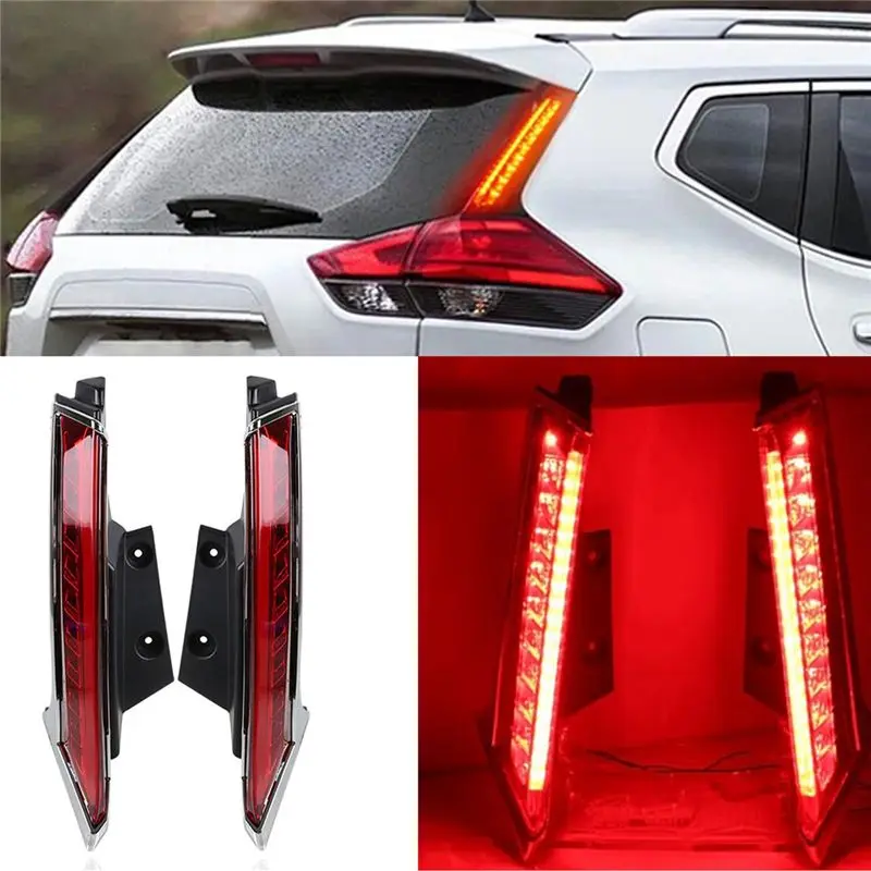 A82M-Car 3-In-1 Functions LED Rear Fog Lamp Brake Light Dynamic Turn Signal Pillar Light For-Nissan X-Trail T32 2014-2020