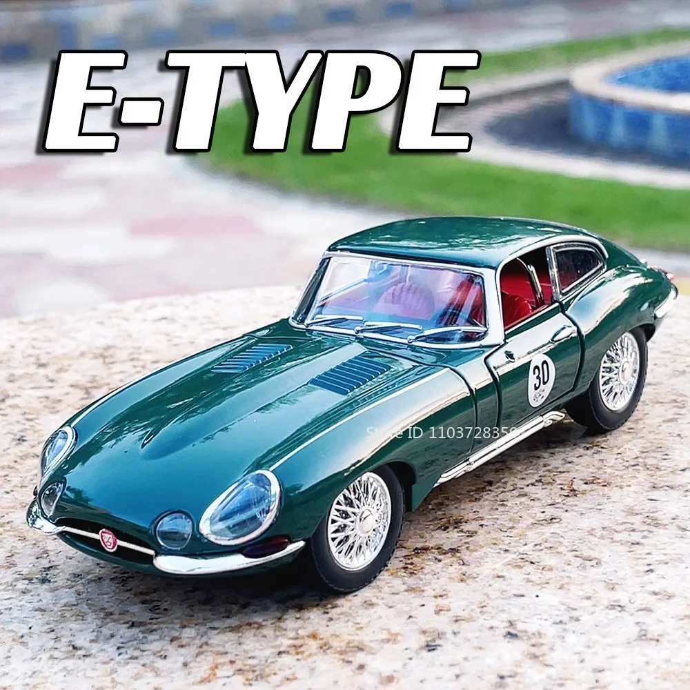 1:24 E-TYPE 500K modèle jouet voitures Vintage en métal moulé sous pression roue avant direction son lumière porte ouverte retirer enfant jouet éducatif