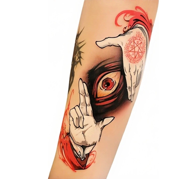 

Cartoon Evil Eyes Temporary Tattoos Tattoo Anime Body Art Arm Waist Waterproof Long-Lasting Fake Tattoo Sticker for Women Men