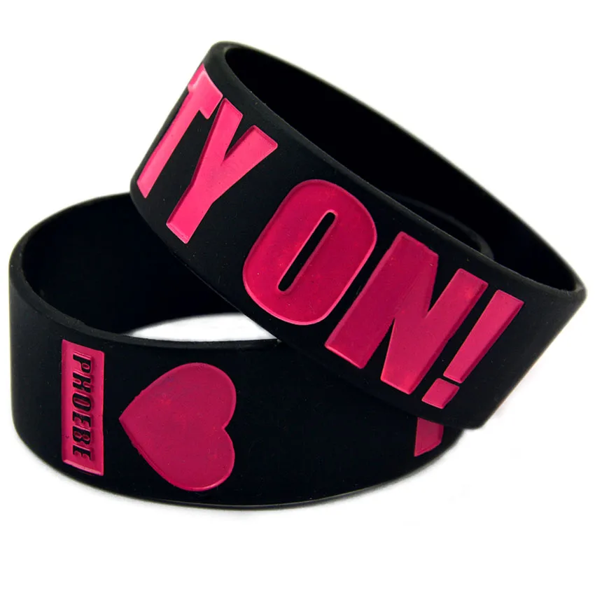 Individuelles Logo Silikon-Armband Ein Zoll Breites Armband Umweltfreundliches Ungiftiges Gummi-Armreif – Detail 6