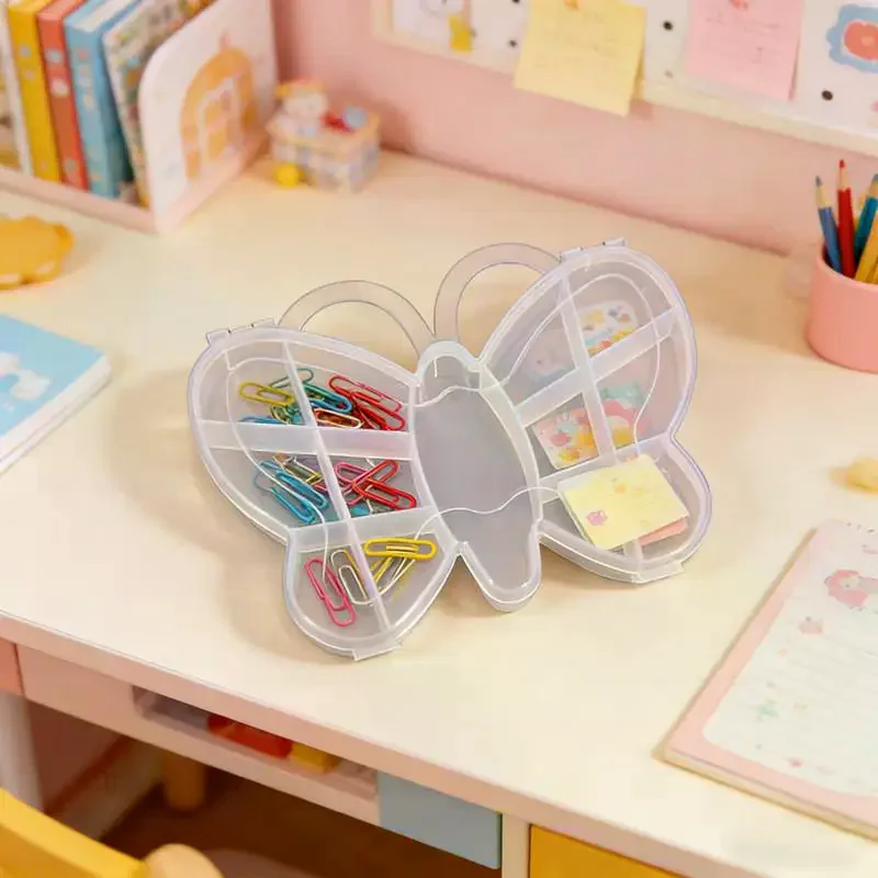 

1pc Butterfly Plastic Bead Storage Containers 13 Compartments Clear Ear Stud Storage Box Rubber Band Box