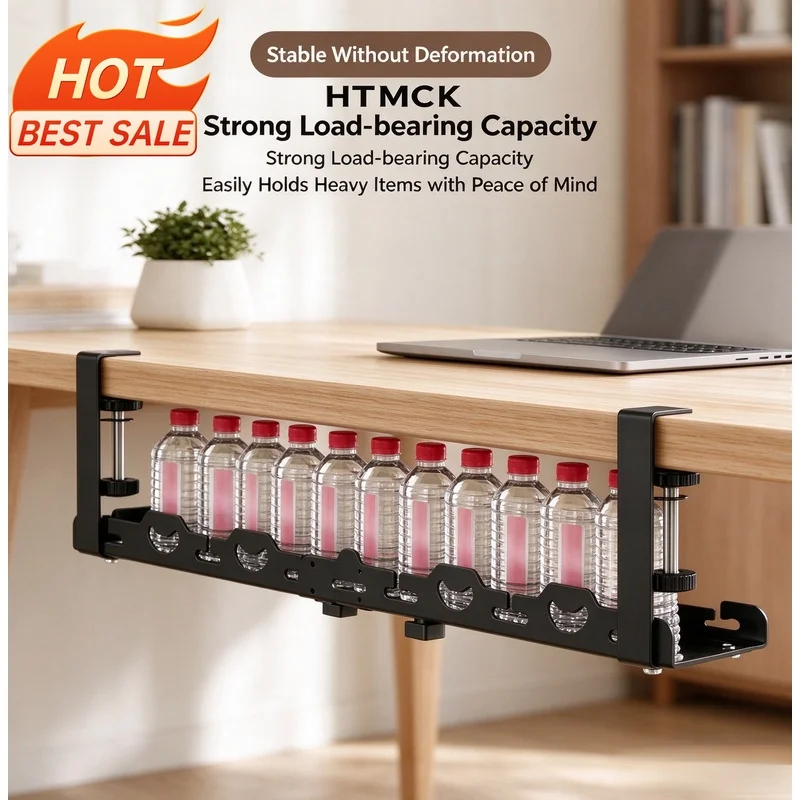 Christmas Stocking Stuffers, Metal Telescopic Under Desk Cable Tray, No Drilling Wire Holder for Home Office Cable Management