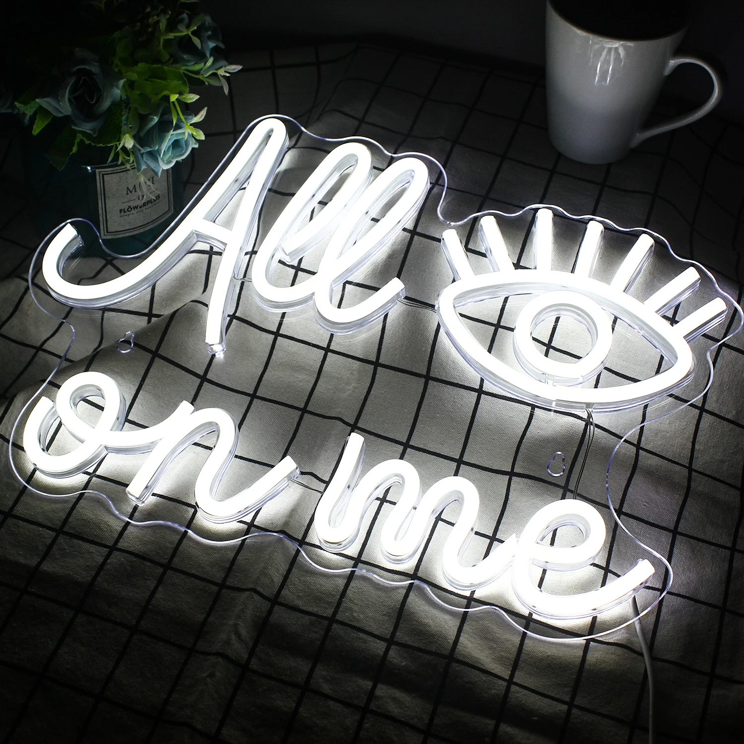 All Eyes on Me Neon Sign LED Room Wall Decor USB Powered With Switch Hanging Acrylic For Girls Bedroom Game Bar Wedding Party