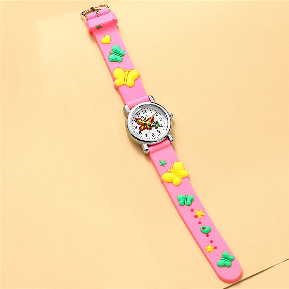 귀여운 달콤한 나비 스타일 어린이 만화 시계, 소년 소녀