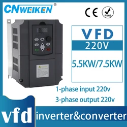 VFD 5.5-11KW wejście jednofazowe 220V i 3-fazowe wyjście 220V/380V przetwornica częstotliwości