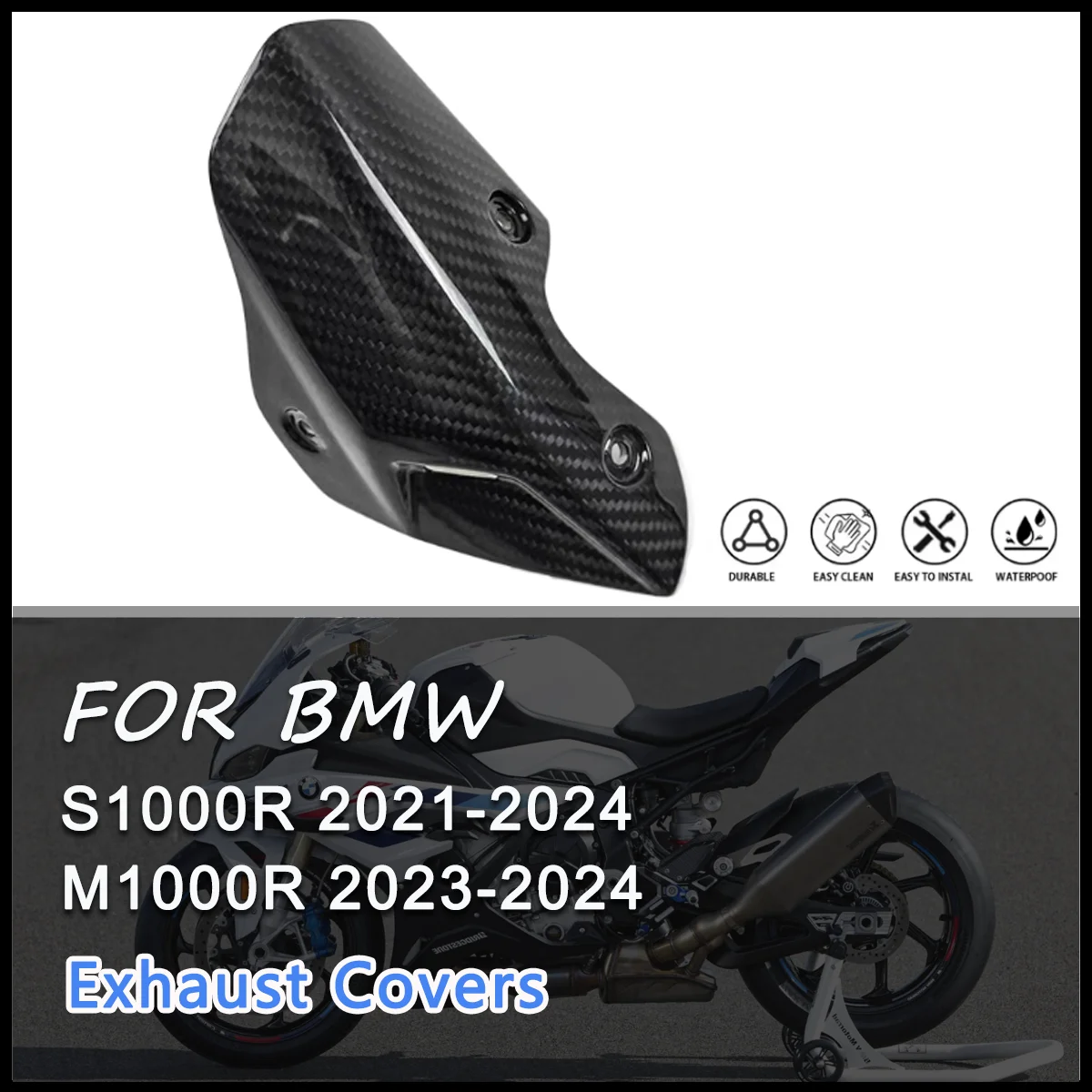 

For BMW S1000R M1000R 2021 2022 2023 2024 3K 100% Dry Carbon Fiber Motorcycle Accessories Exhaust Covers