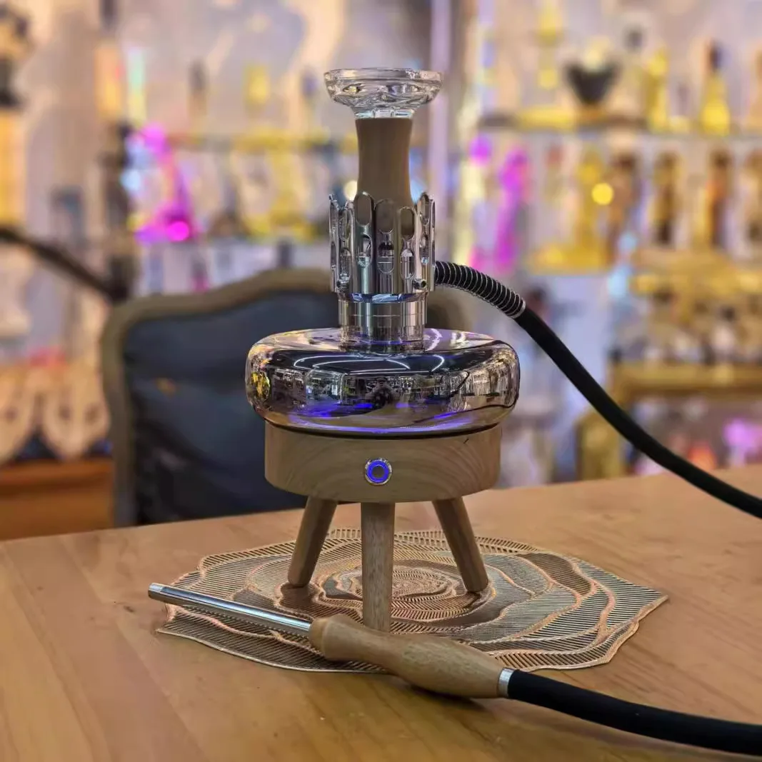 Arab shisha, light shisha atmosphere, touch switch, solid wood flying saucer shape