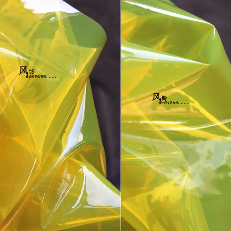 TPU Fabric Yellow PVC Jelly Plastic Film DIY Waterproof Raincoat Windbreaker Coat Bag Decor Clothes Designer Fabric