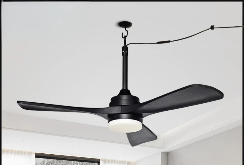 

Black Living Room Dining Room Solid Wood Fan Light Hook Ceiling Fan Light