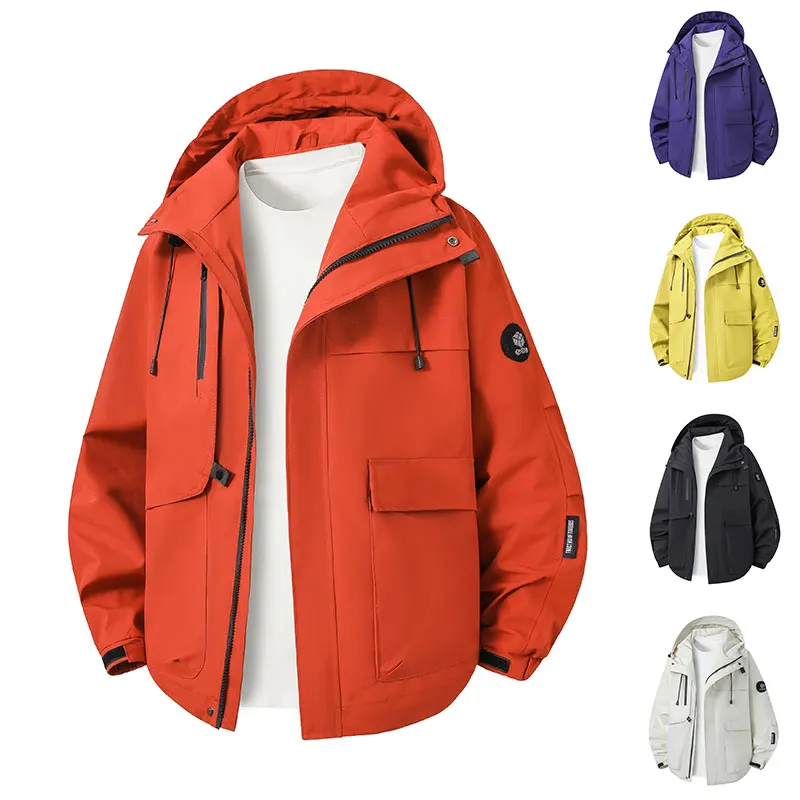 Autumn Hiking Jacket Men Outdoor Waterproof Windproof Climbing Fishing Jacket Women Solid Breathable Camping Cycling Hooded Coat
