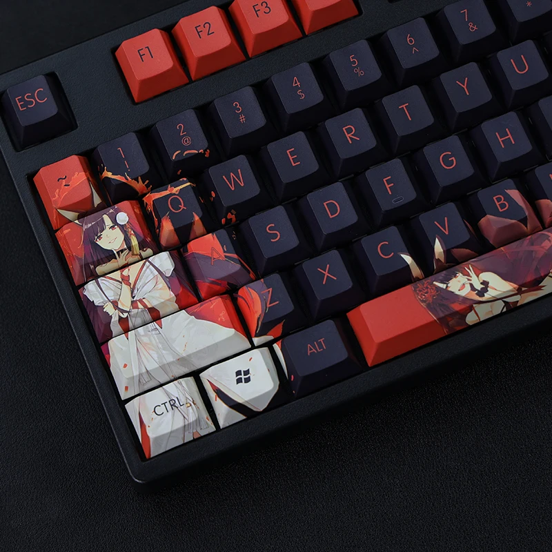 108 Keys/set PBT Dye Subbed Keycaps Cartoon Anime Gaming Key Caps Cherry Profile Keycap For Azur Lane IJN Akagi