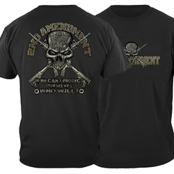 Camiseta do rifle cruzado do crânio patriótico da 2a Emenda. Verão algodão manga curta o-pescoço camiseta masculina novo S-3XL