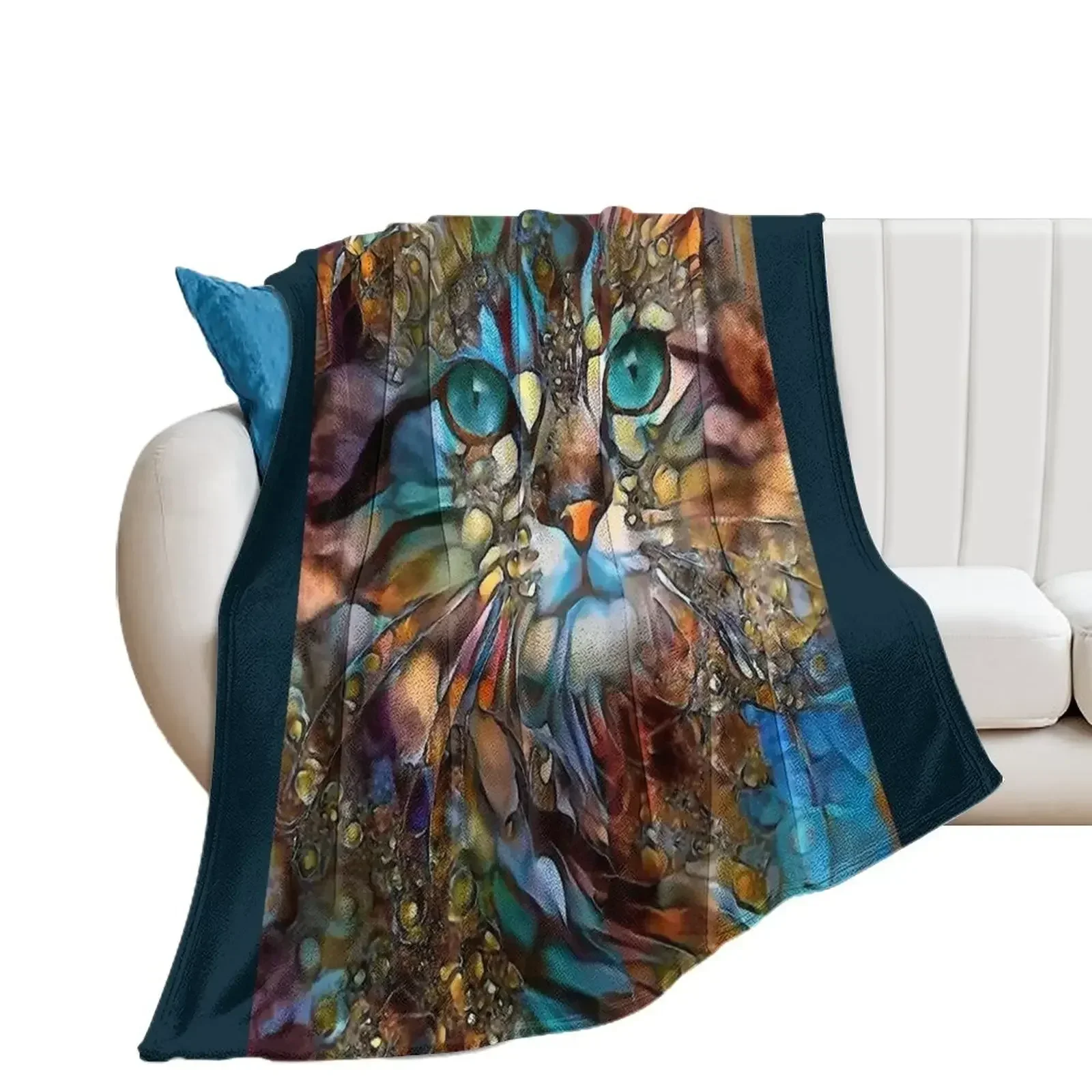 Andyna, cat, chat, cat, lea roche paintings Throw Blanket Decorative Beds Sofa Throw Shaggy Blankets