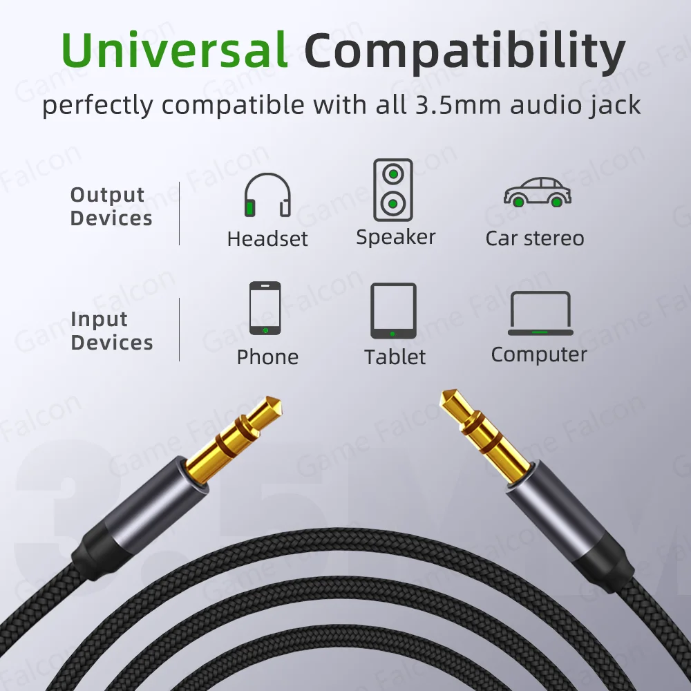 3.5mm Jack Aux Cable to 3.5 mm Male to Male Audio Cable Nylon Woven Audio Cable For Phone Computer Headset Speaker Car stereo