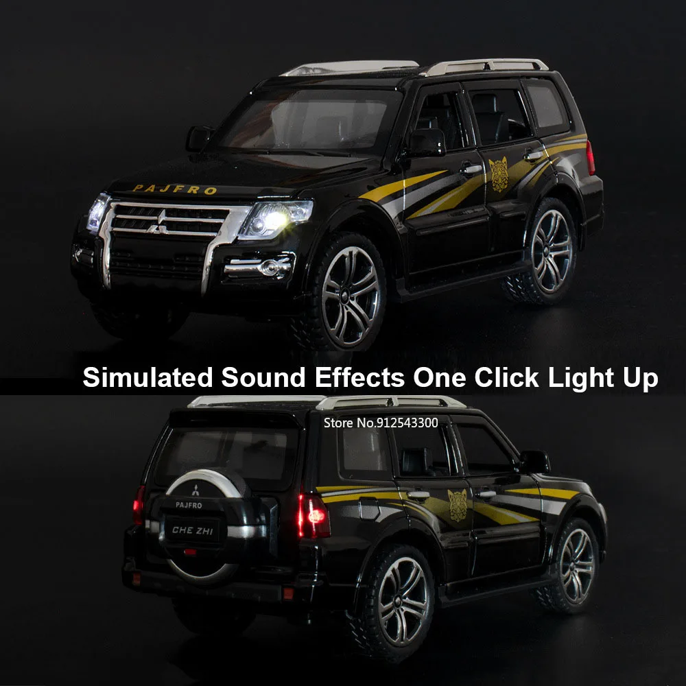 1/32 MITSUBISHI PAJERO Alloy Toy SUV Car Simulation Model Diecast Rubber Tires 6 Doors Can Opened Toy Vehicle Gifts for Children