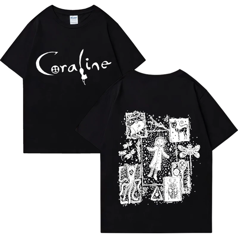 Coraline Movie Graphics T-shirt vintage 2024 Uomo Donna Moda vintage streetwear T-shirt unisex oversize in cotone 100% manica corta