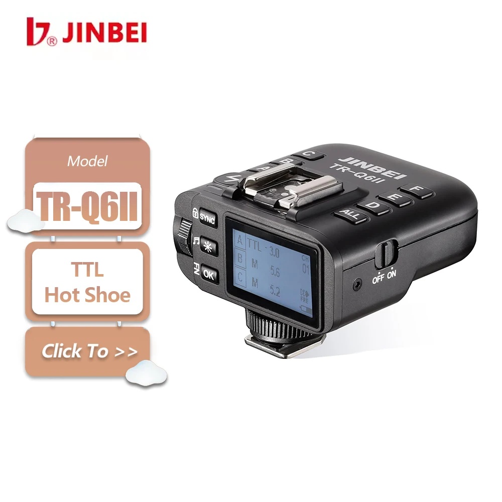 

JINBEI TR-Q6II 2.4G Wireless Flash Trigger with Universal Hot Shoe Mount for Canon Nikon Olympus Fujifilm Camera Flash Trigger